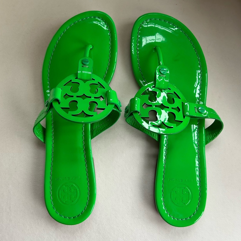 Tory Butch Miller Patent Sandal in Bright Green